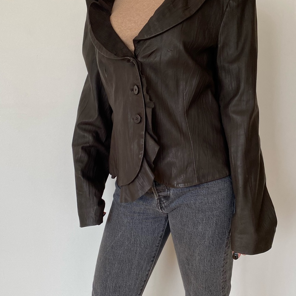 Vintage Armani leather blazer - chocolate brown
